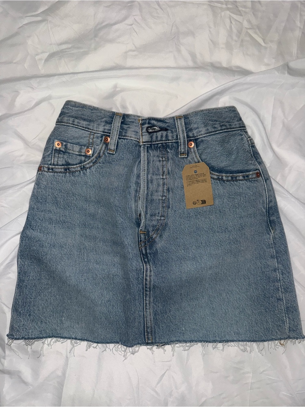 Levi's faded blue denim mini skirt